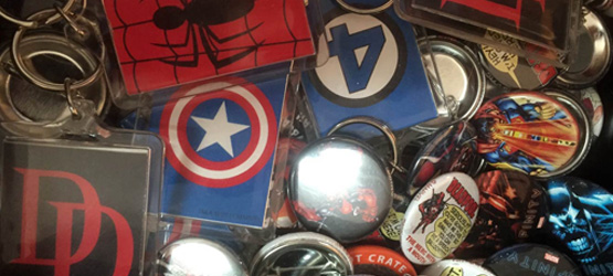 Buttons and Keychains at Mammoth Comics