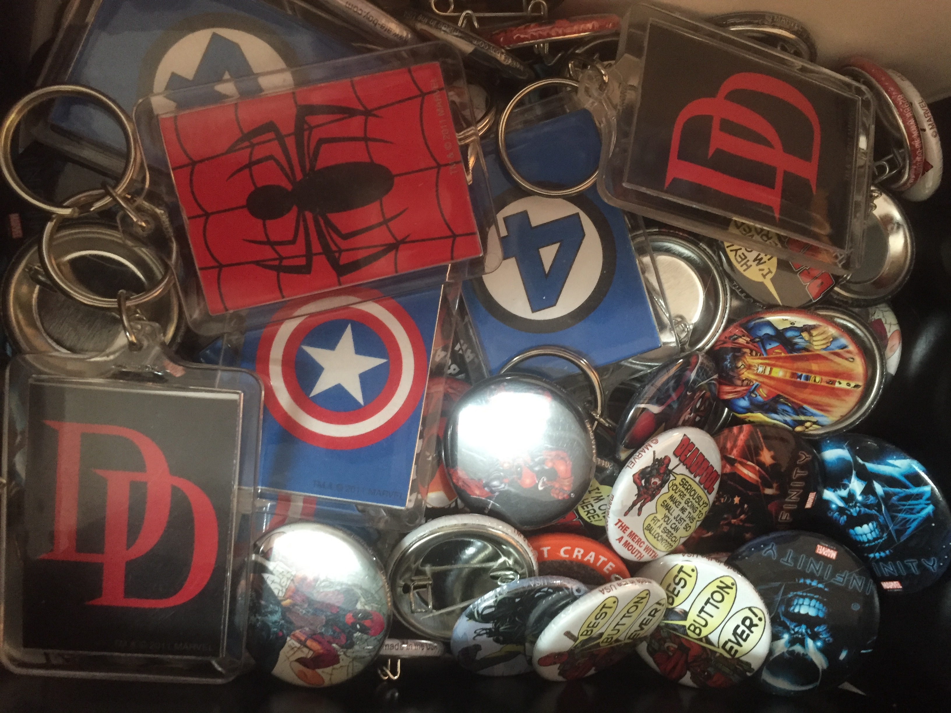 Comic Book Buttons and Keychains